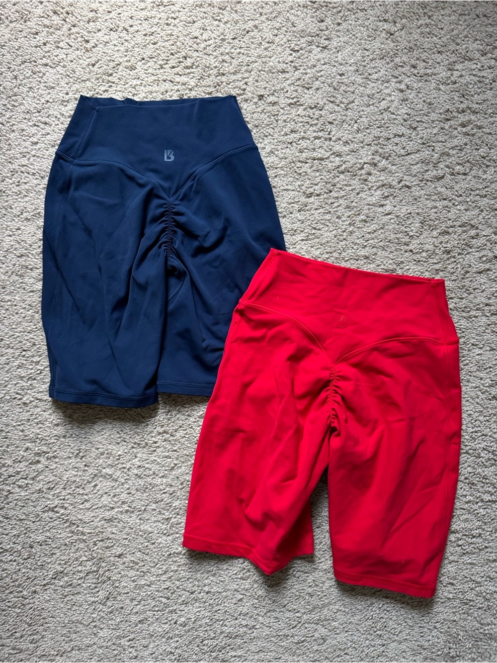 Buffbunny Collection High-Waist Bike Scrunch Shorts - Navy and Red